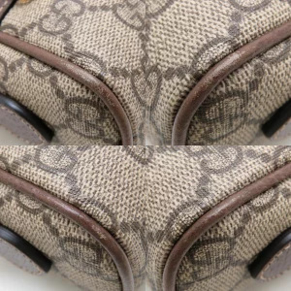 Gucci Ebony Leather Supreme Shoulder GG Canvas Beige Bag Ophidia - Picture 5 of 8